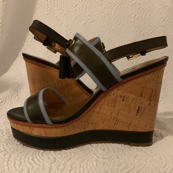 Coach Guileietta Wedge Sandal Blue & Cork Size 9.5 - Picture 7 of 11